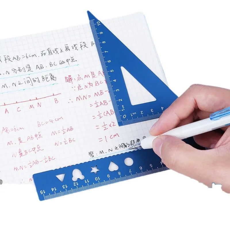 4 In 1 Aluminum Alloy Ruler Stationery Set Aluminum Alloy Multifunctional Combination Ruler for Drawing Ruler Set Qme