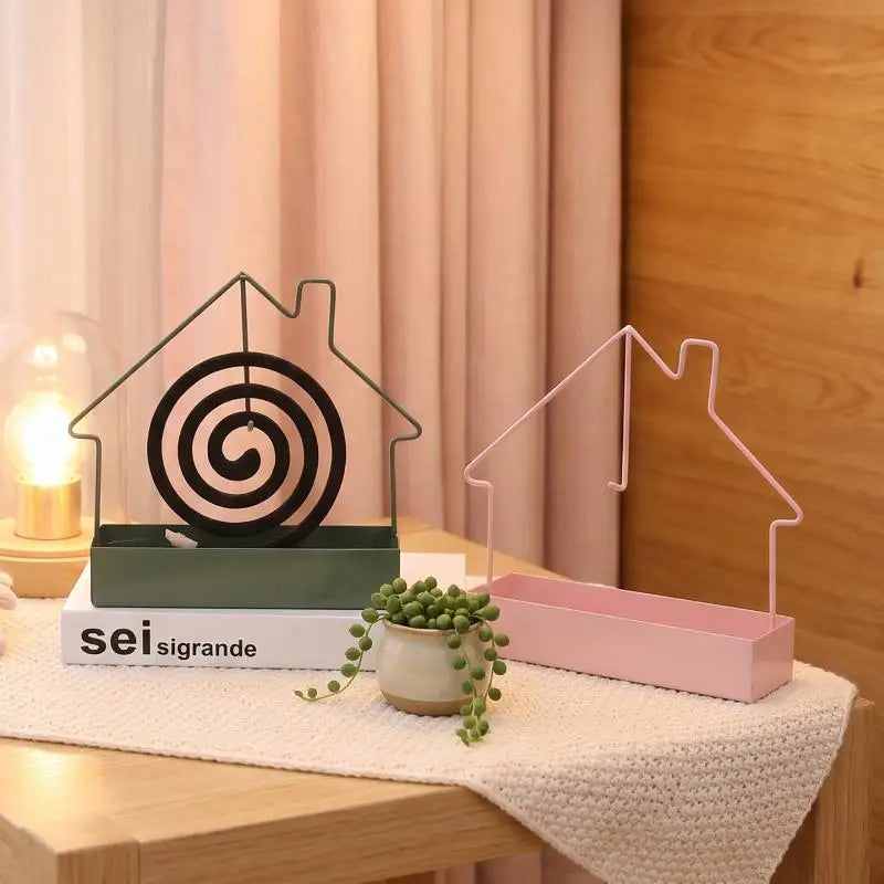 House Shaped Metal Mosquito Coil Holder Fireproof Burner Stand Home Qme
