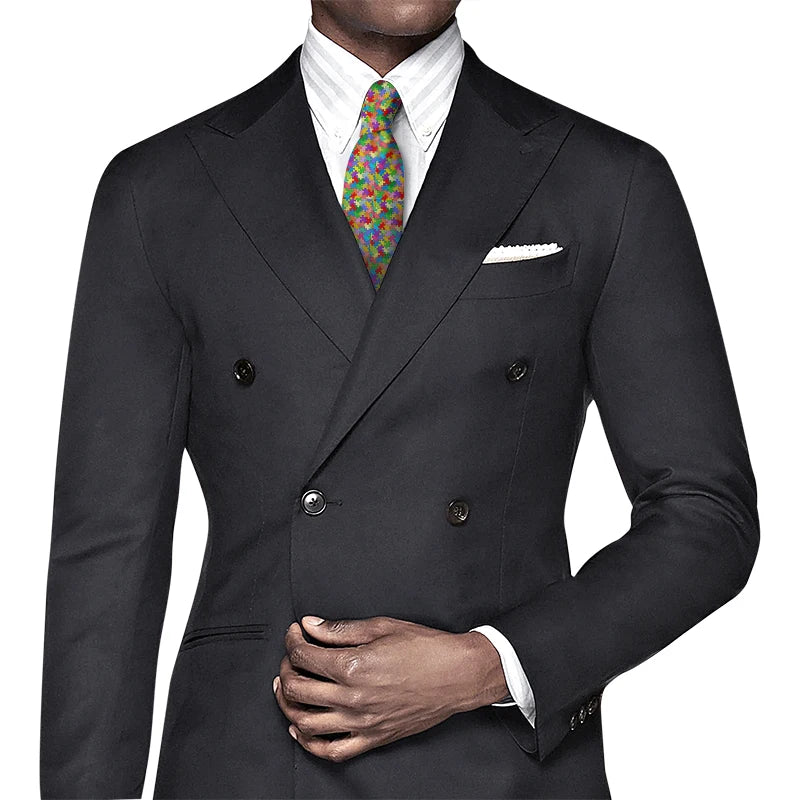Puzzle Wide Polyester Shirt Suit Tie Men's Fashion Business Unisex Qme