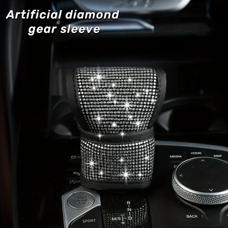 1pc Luxury Bling Car Gear Shift Cover Sparkling Rhinestone,Fit for Most Vehicles,Adds Glamour to Your Ride,Bling Car Accessories Qme