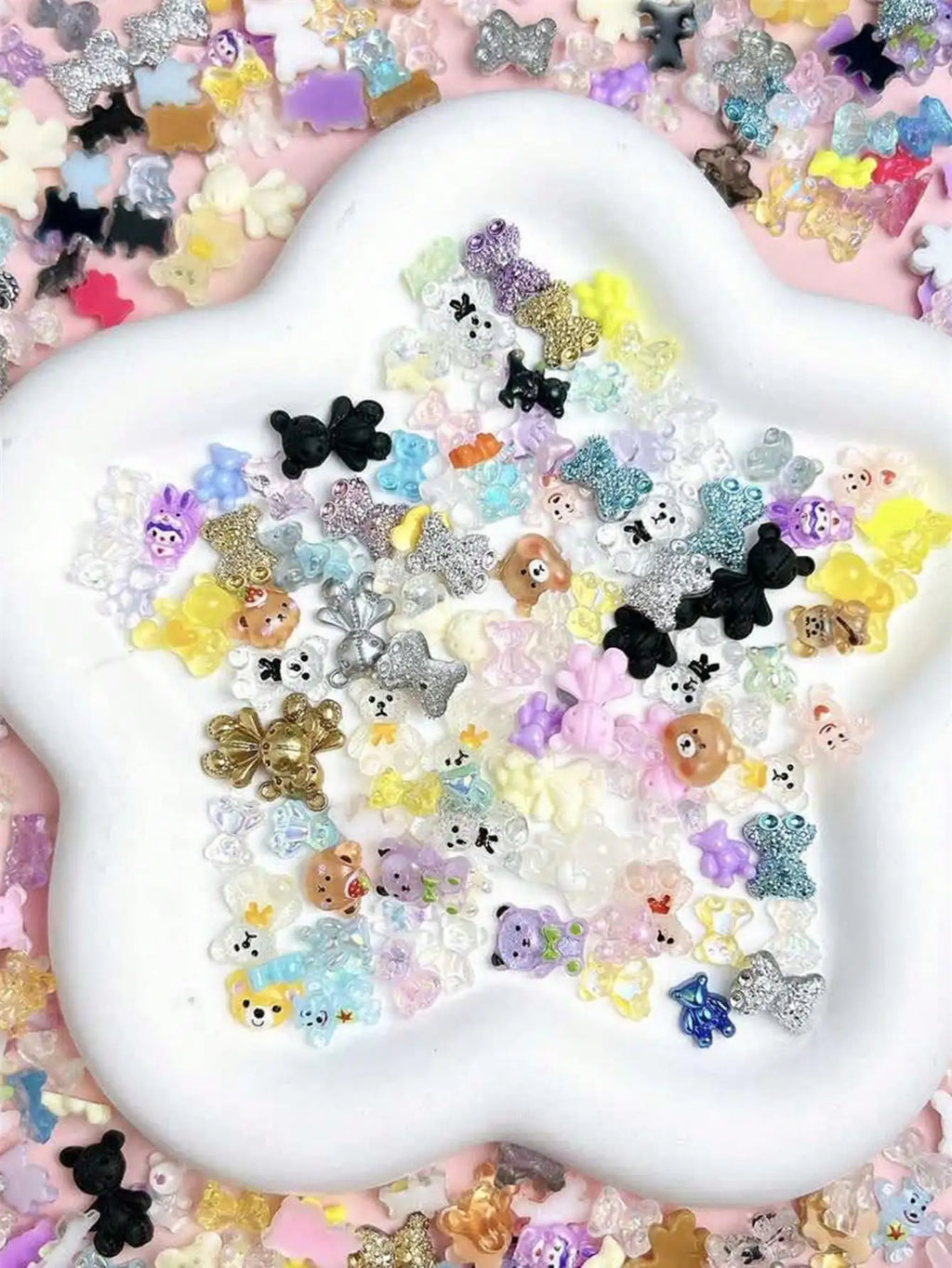 50-Pack Mixed Miniature Resincharms Cute Bear Rabbit Assorted Cartoon Qme