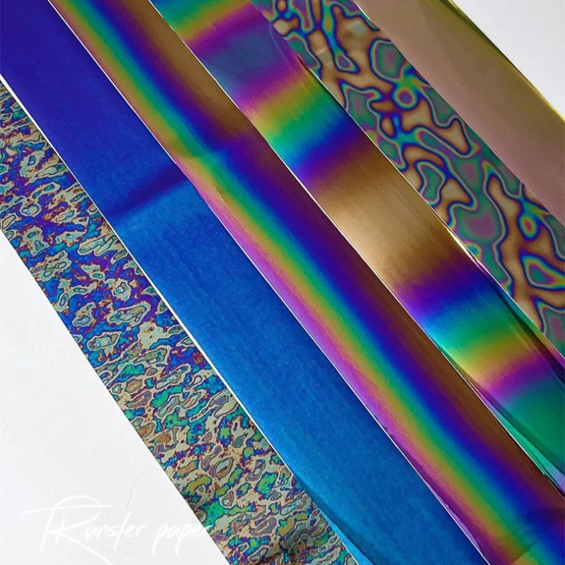 6 Rolls Holographic Aurora Nail Transfer Paper, Laser Iridescent Water Decals, Galaxy Cave Stickers for Nail Art DIY Manicure Qme