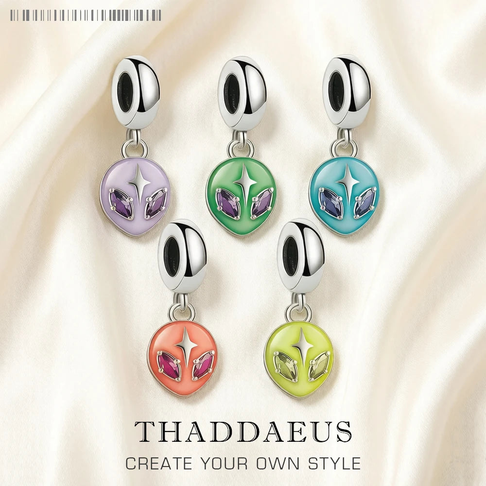 Alien Head Dangle Charm Pendant Europe Style Fine Jewelry Women Men Trendy Gift In 925 Sterling Silver Qme
