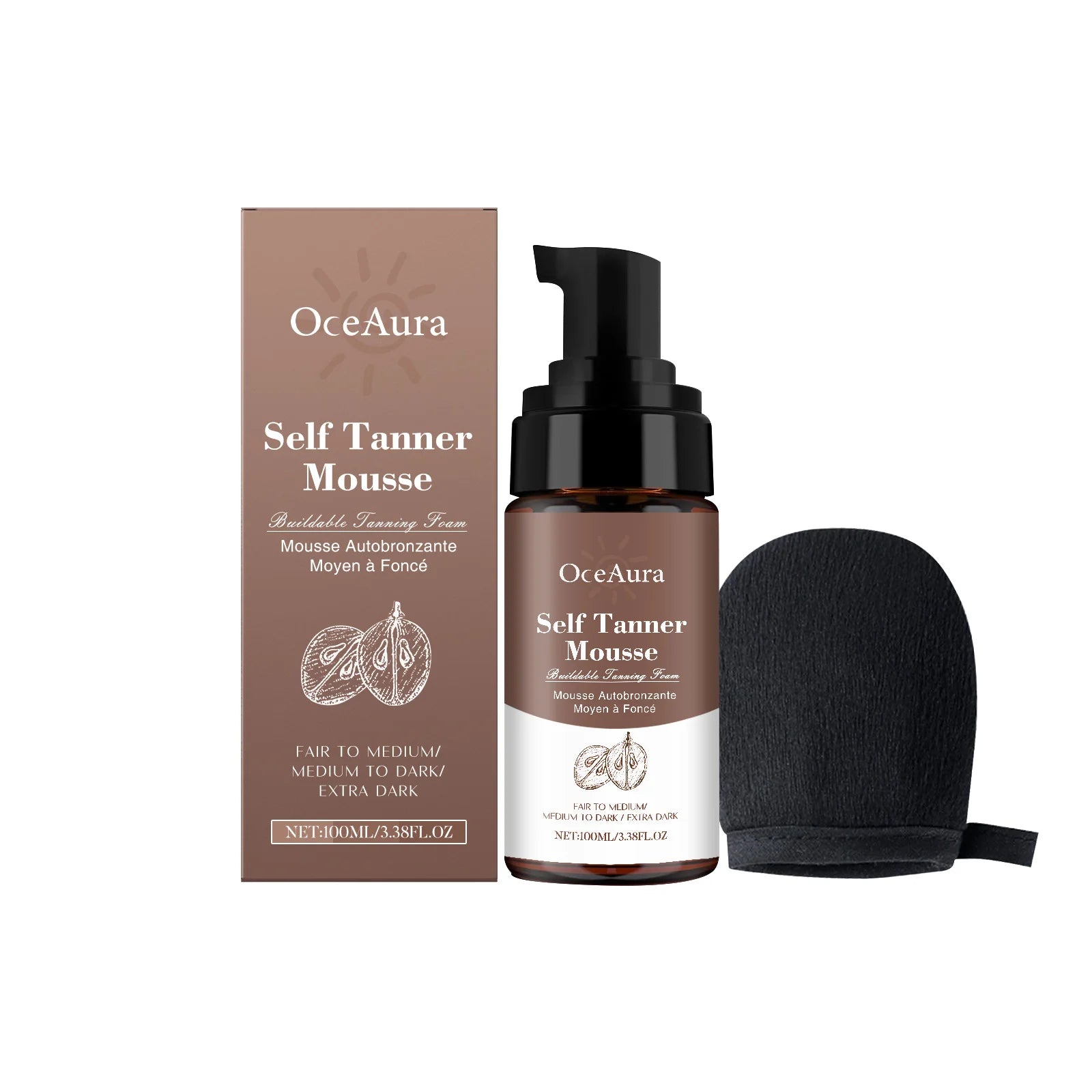 Body Self Tanning Mousse Organic Sunless Tanning Foam Spray Fast Face Tan Bronzer Nourishing Lotion Sunbed Tanning Accelerator Qme 100ml