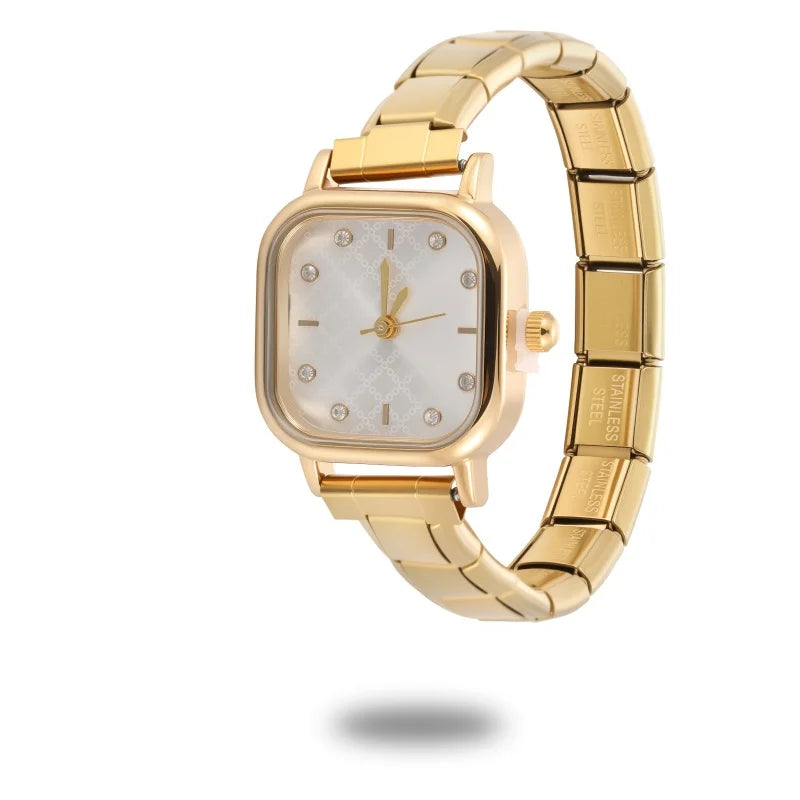 2026 Fashion Women's Men's DIY 9mm Width Italian Elastic Charm Stainless Square Octangle Watch Bracelet Bangle For Birthday Gift Qme Style 2