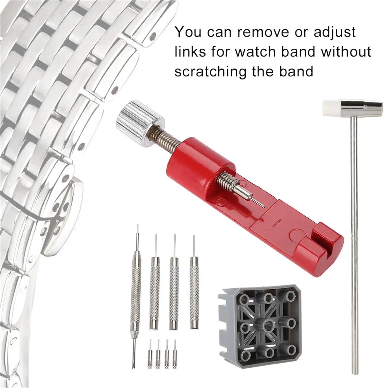 Watch Repair Tool Set Strap Link Holder Hammer Punch Pin Remover Wristwatch Kit Watchmaker Watch Band Tool for Watchmaker Qme