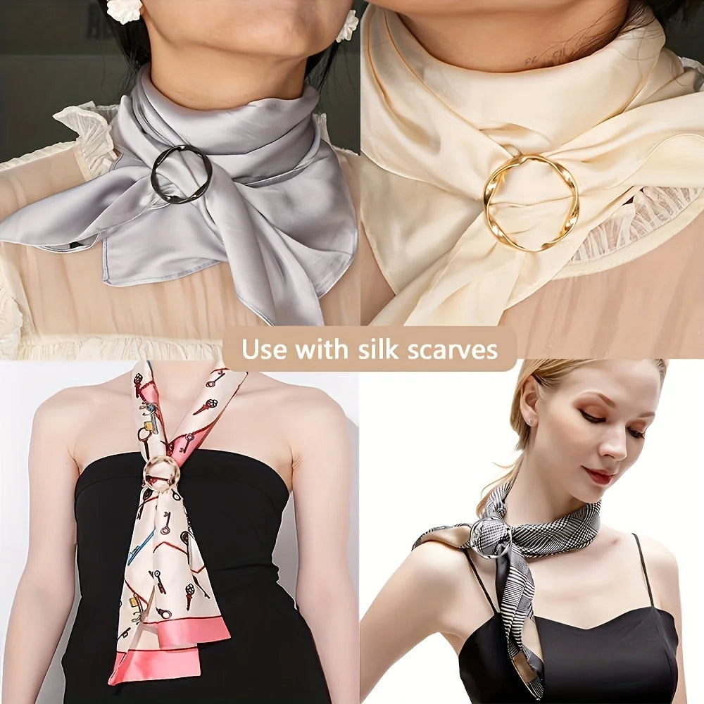 5PCS Scarf Clips Ring T Shirt Clip for Women Fashion Metal Circle Buckle Clothing Ring Wrap Holders Clothes Hat Belt Decor Qme