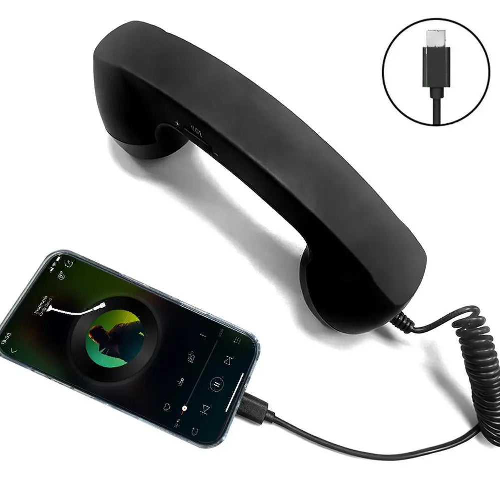 Retro Telephone Receiver Type-C 3.5mm Microphone Handset Directly Plug Into Mobile Phone Handset For Mobile Phones Qme A
