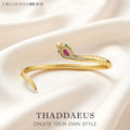Bangle Curved Golden Snake Europe Fine Jewelry Bohemia Gift For Women Summer Brand New Good Solid Sterling 925 Silver Bracelet Qme 1