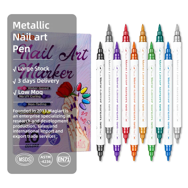10Pcs/Set DIY Nail Art Graffiti Pen Nail Polish Pens Drawing Painting Point Liner Acrylic Painted Pen Waterproof Quick-drying Qme