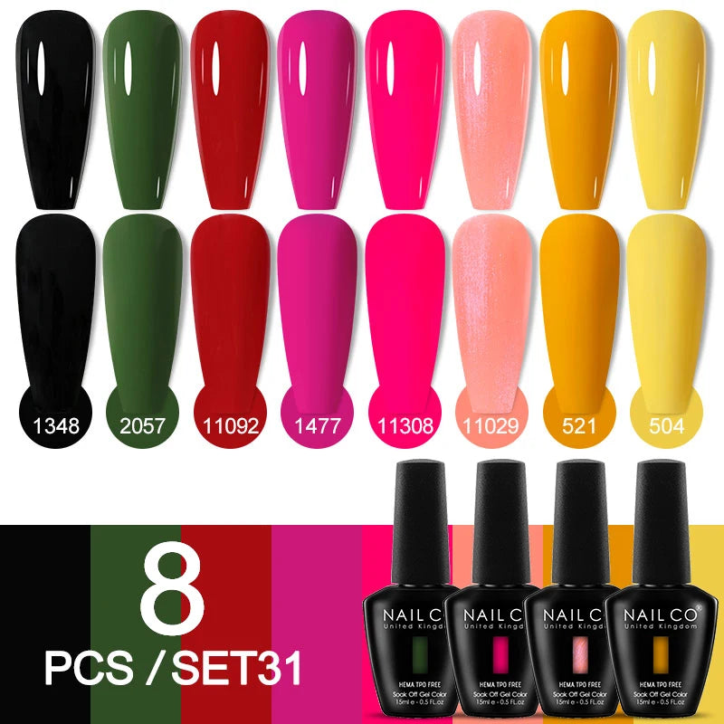 NAILCO Sparkly Rose Red Purple Gel Nail Polish Art Vernis Nails