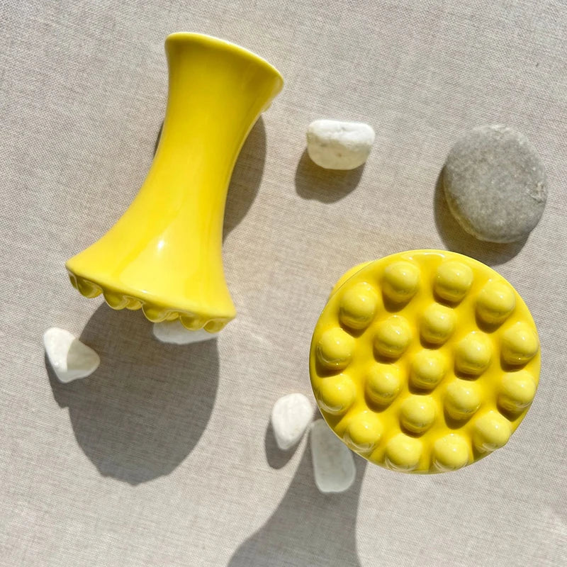 Yellow Ceramic Gua Sha Face Body Massage Tool Guasha Board Relief Qme