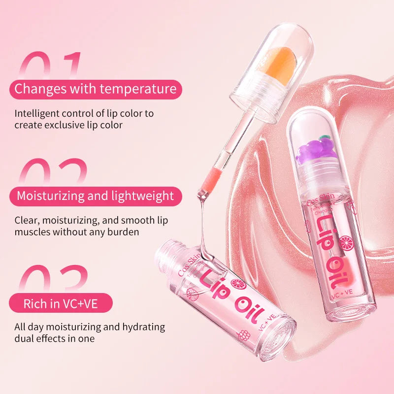Fruit Temperature-sensitive Lip Gloss Moisturizing Hydrating Balm Qme