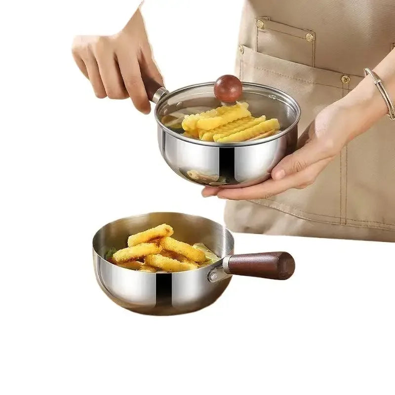 Stainless Steel Instant Noodle Bowl Wooden Handle Anti-scald Qme