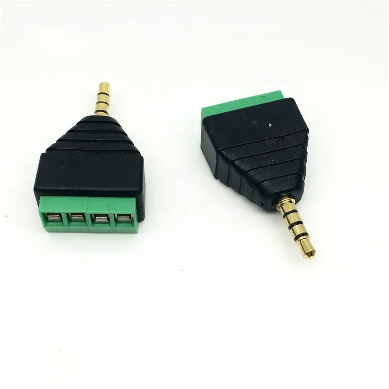 3.5mm 10pcs 1/8 Inch Stereo Male & Female Plug to AV Screw Video Balun Terminal Jack 3 pin Terminal Block Plug Connector Qme
