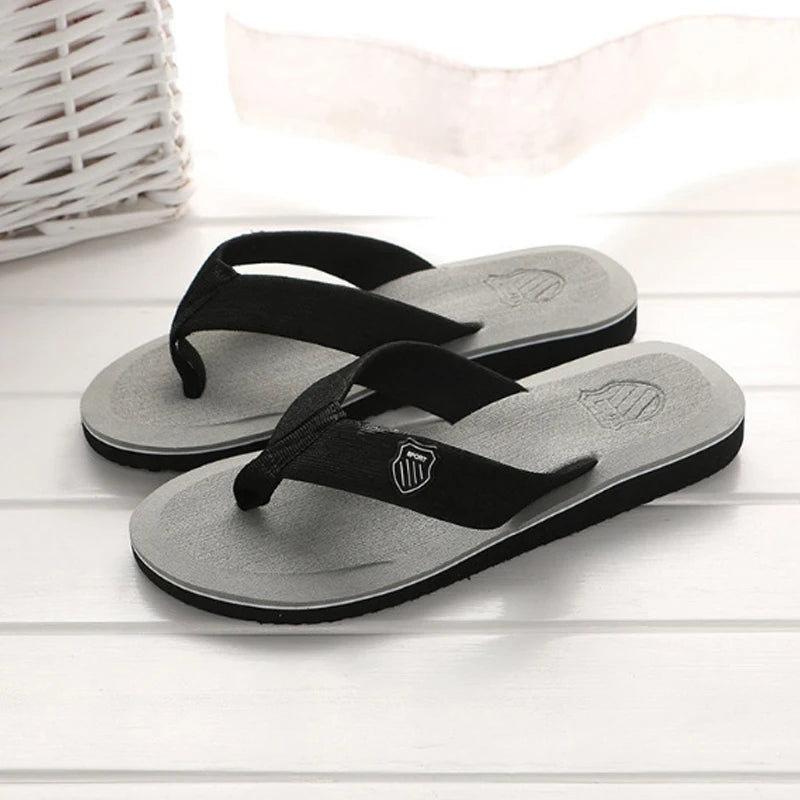 Men Flip Flops Beach Sandals Summer Slippers Non-Slip Casual Flat Shoes 2024 Slippers Indoor House Shoes For Men Outdoor Slides Qme Gray 43 (Insole 27cm)