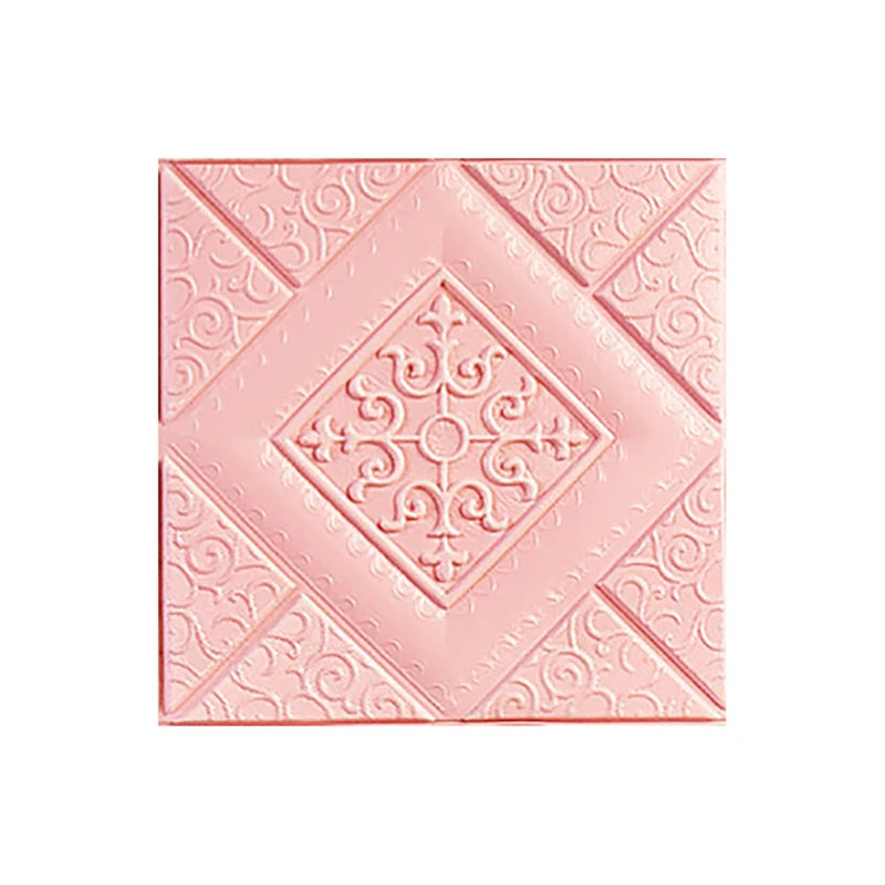 1Pcs 35*35cm Self-adhesive 3D Background Wallpaper Foam Wall Sticker Waterproof Moistureproof Living Room Decoration Qme Pink 10Pcs35x35cm