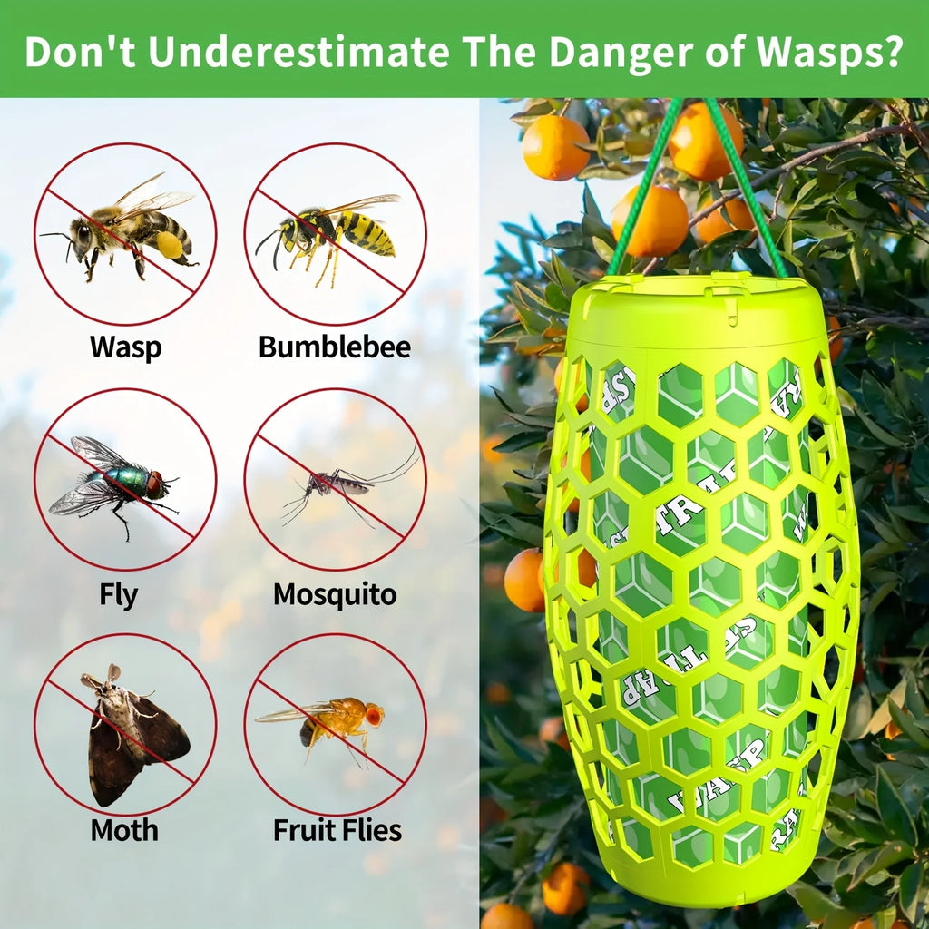2PCS Wasp Trap Outdoor Hanging Carpenter Bee Hornet Catcher Reusable Yellow Jacket Trap Bee Killer Wasp Catcher Outside Garden Qme