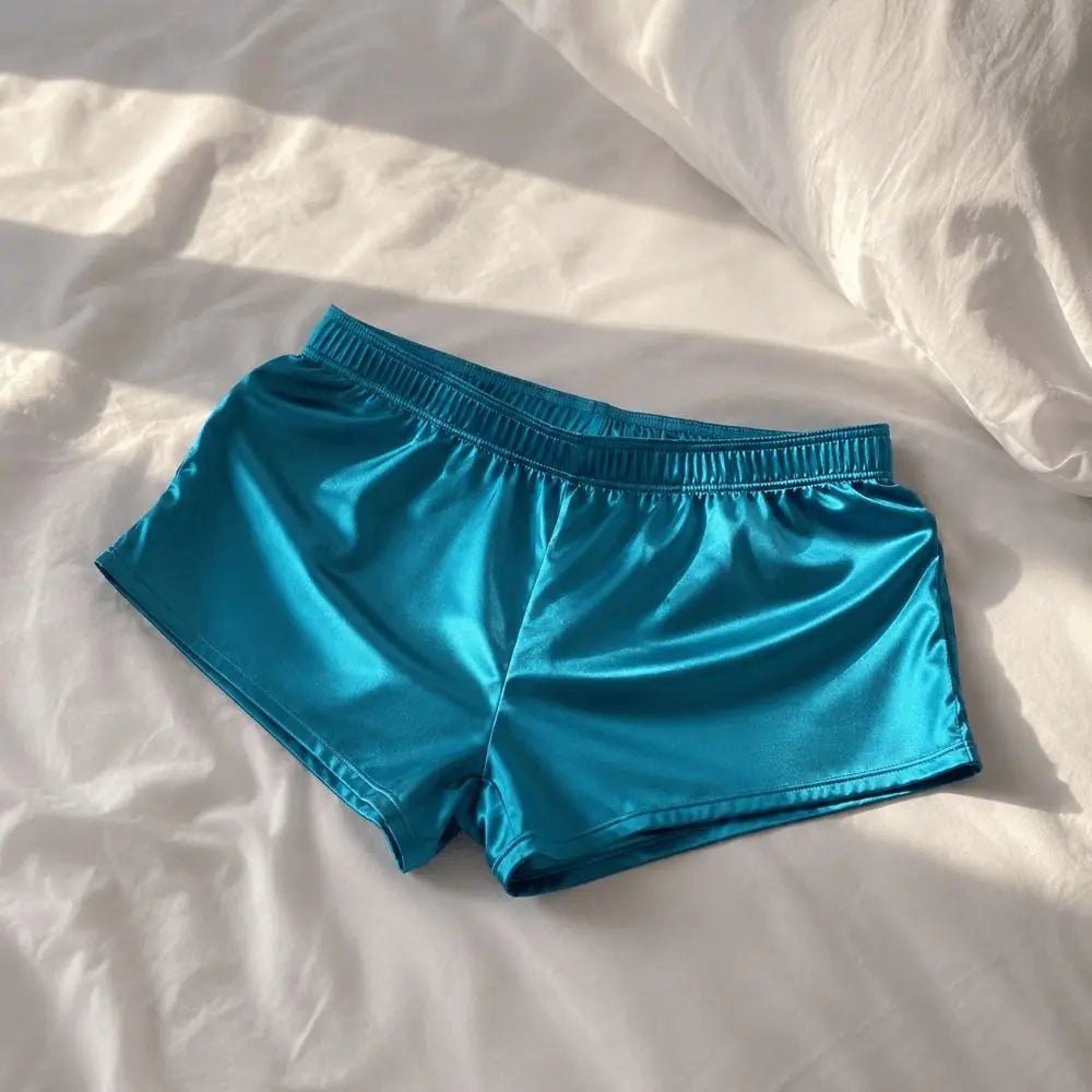 Lounge Bottoms Ice Silk Satin Boxer Shorts Casual Loose Male Panties Qme