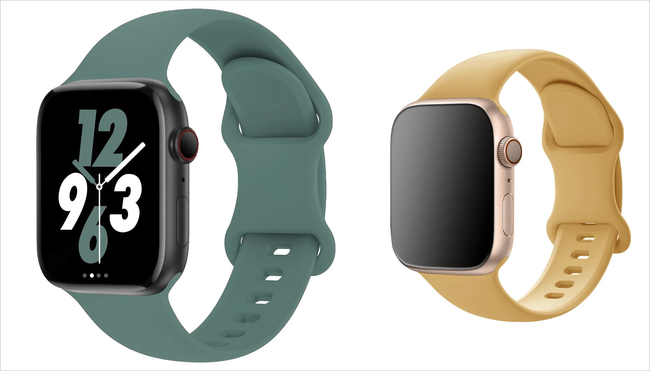 Silicone Band For Apple Watch strap 44mm 45mm 40mm 41mm Iwatch series Apple Watch band series 38 39 40 41 Qme Green-Yellow 42 44 45 49 S10 46MM