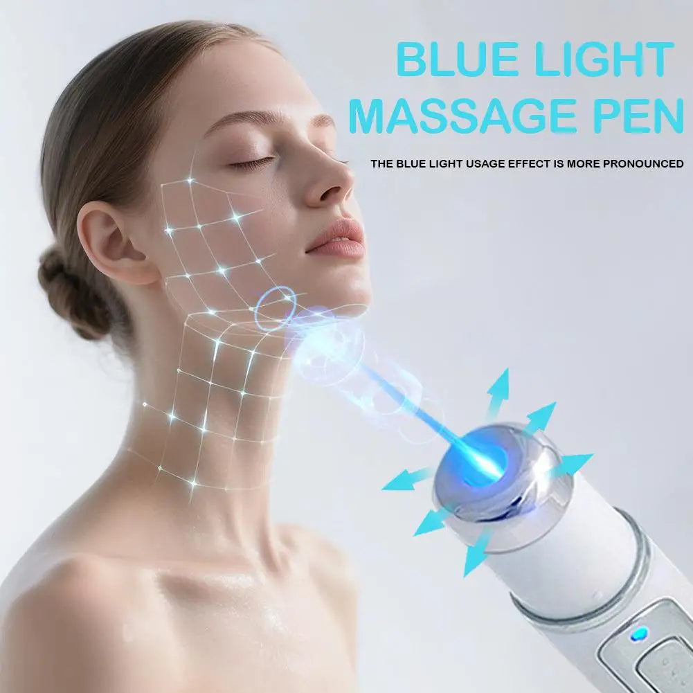 Under-eye Blue Light Therapy Pen Face LED Massage Beauty Device Heat Qme