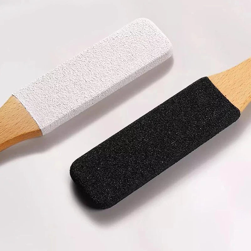 Bamboo Handle Foot File 360 Natural Pumice Stone Exfoliator Qme