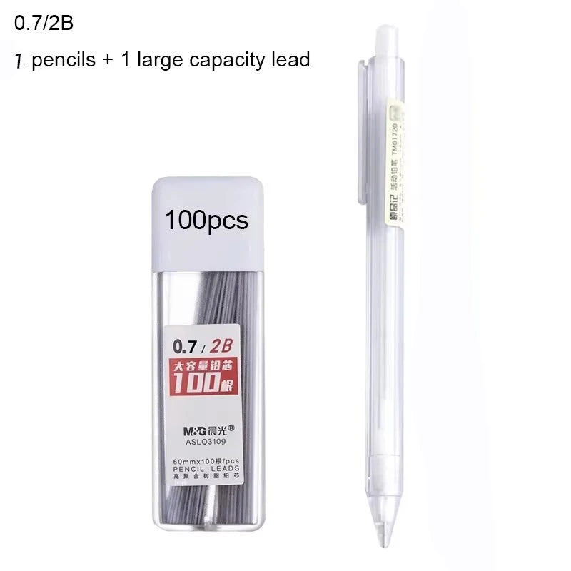 2B/HB Mechanical Pencil Refills White Simple 0.5/0.7mm for Students School Supplies Office Accessories Stationery Supplies Qme (2B)0.7MM Set