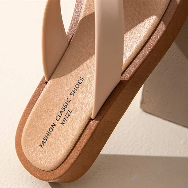 Classic Black/white Mixed Color Platform Flip Flops Women Thick Bottom Thong Slippers High Quality Leather Jandal Sandals Women Qme