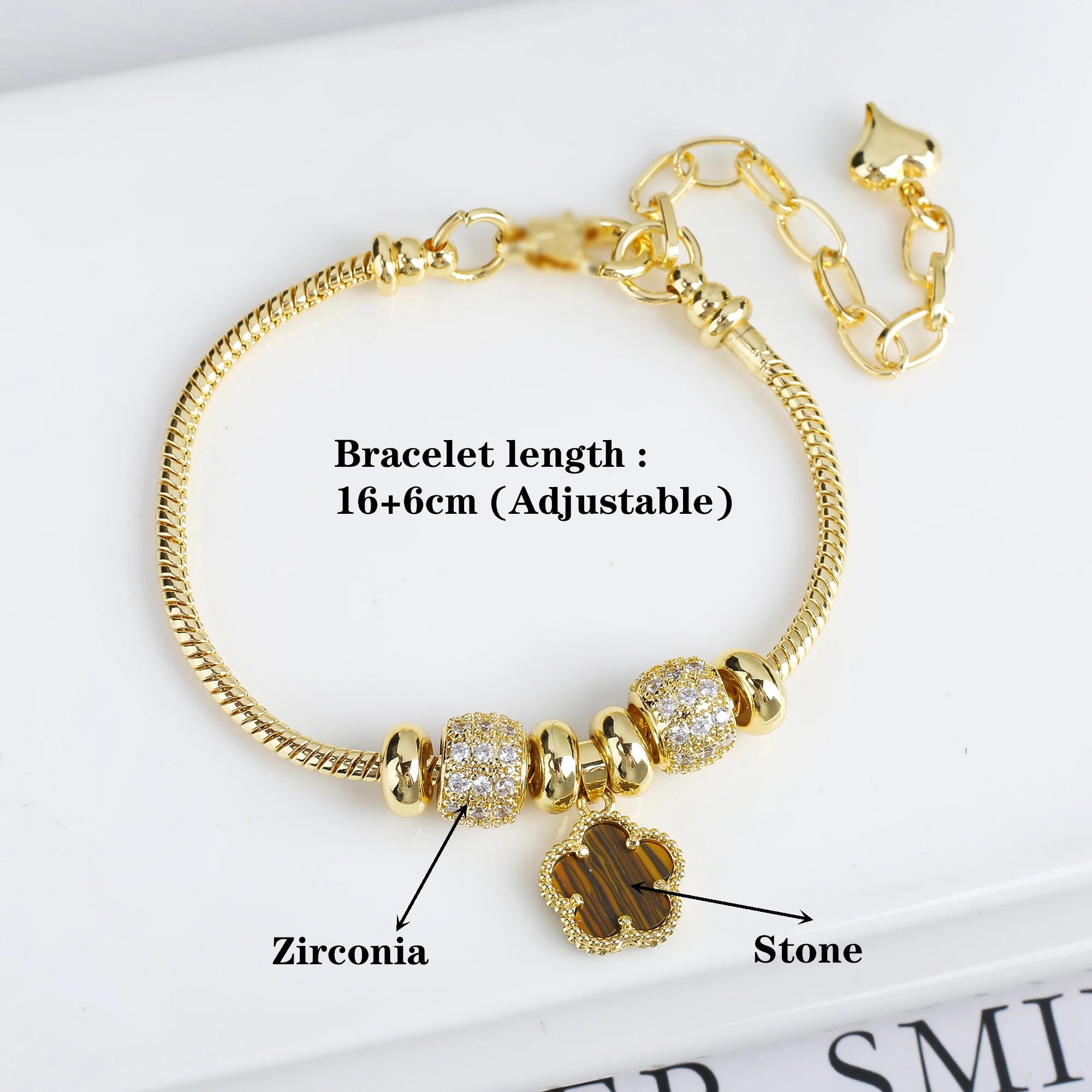 INS Hot Sale 10 Colors Natural Stone Five Leaf Flower Snake Bone Chain Bracelet Classic For Woman Clover Cz Ewelry Party Gift Qme