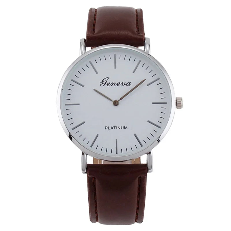 New Men's Watch Fashion Casual Ultra Thin Watches Simple Men Business Leather Quartz Wristwatch Clock Luxury Relogio Masculino Qme Brown Silver