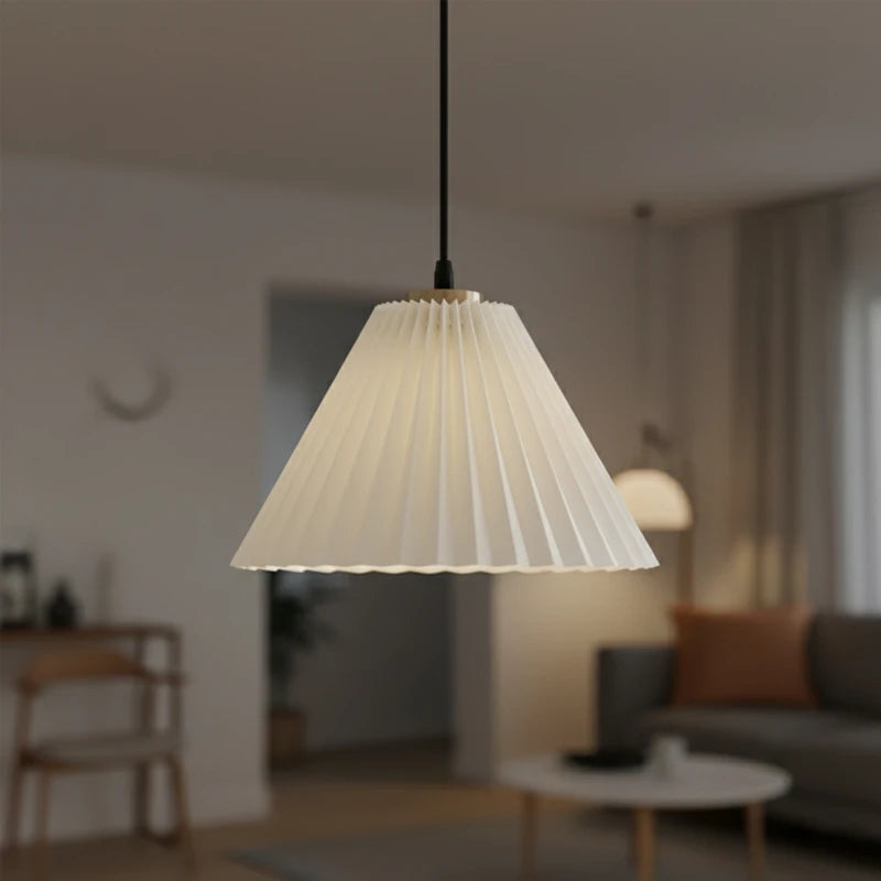 Nordic Origami Pendant Lights Ceiling E27 Base Pleated Lampshade Hanging Lamp Dining Room Kitchen Home Decor Lighting Chandelier Qme