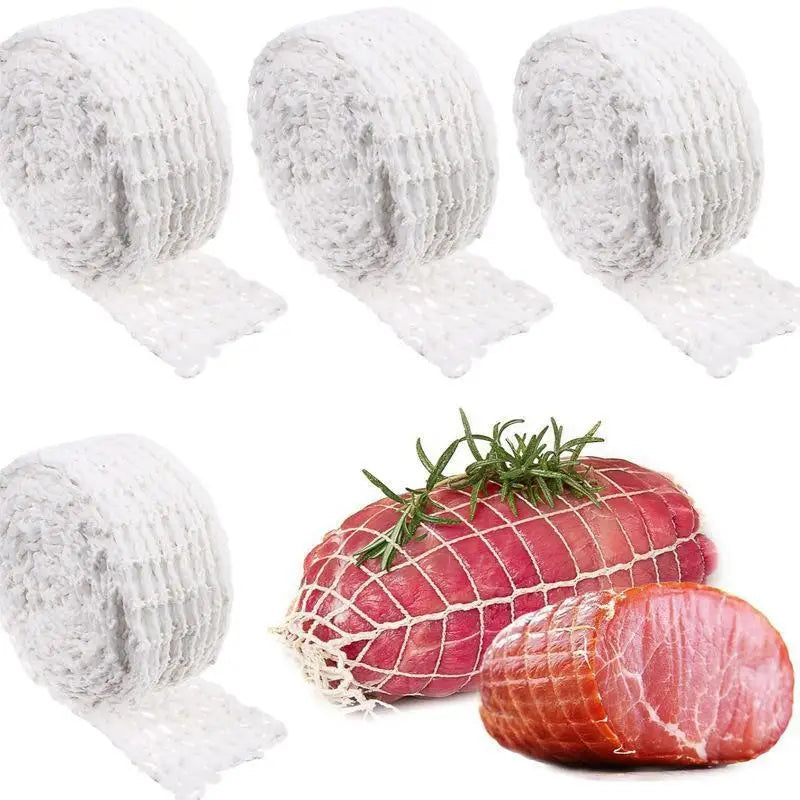 3M Meat Cotton Mesh Bag Ham Sausage Mesh Pork Roll Rope Sausage Mesh Cover Meat Cooking Tools Hot Dog Ham Elbow Fixed Mesh Bag Qme