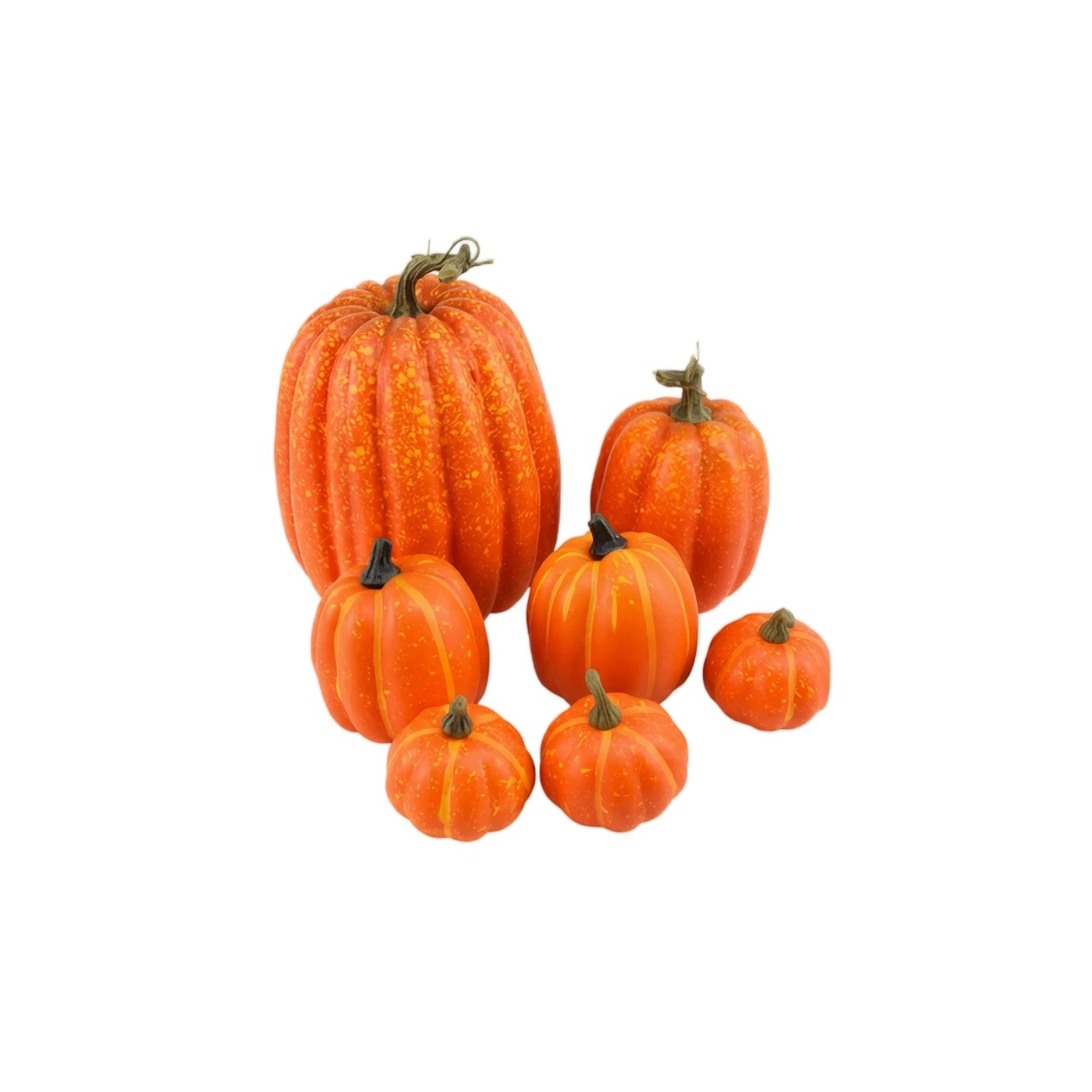 7Pcs Multi-size Halloween Fake Pumpkin Decorations Foam Artificial Vegetable DIY Party Autumn Home Thanksgiving Ornaments Qme Orange One Size