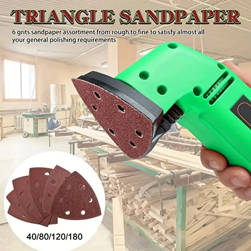 10/60pcs Triangle Sanding Pads 6 Holes Multi-Grit 40-320 Efficient Dust Extraction Design Angle Grinder & Delta Sanders Qme
