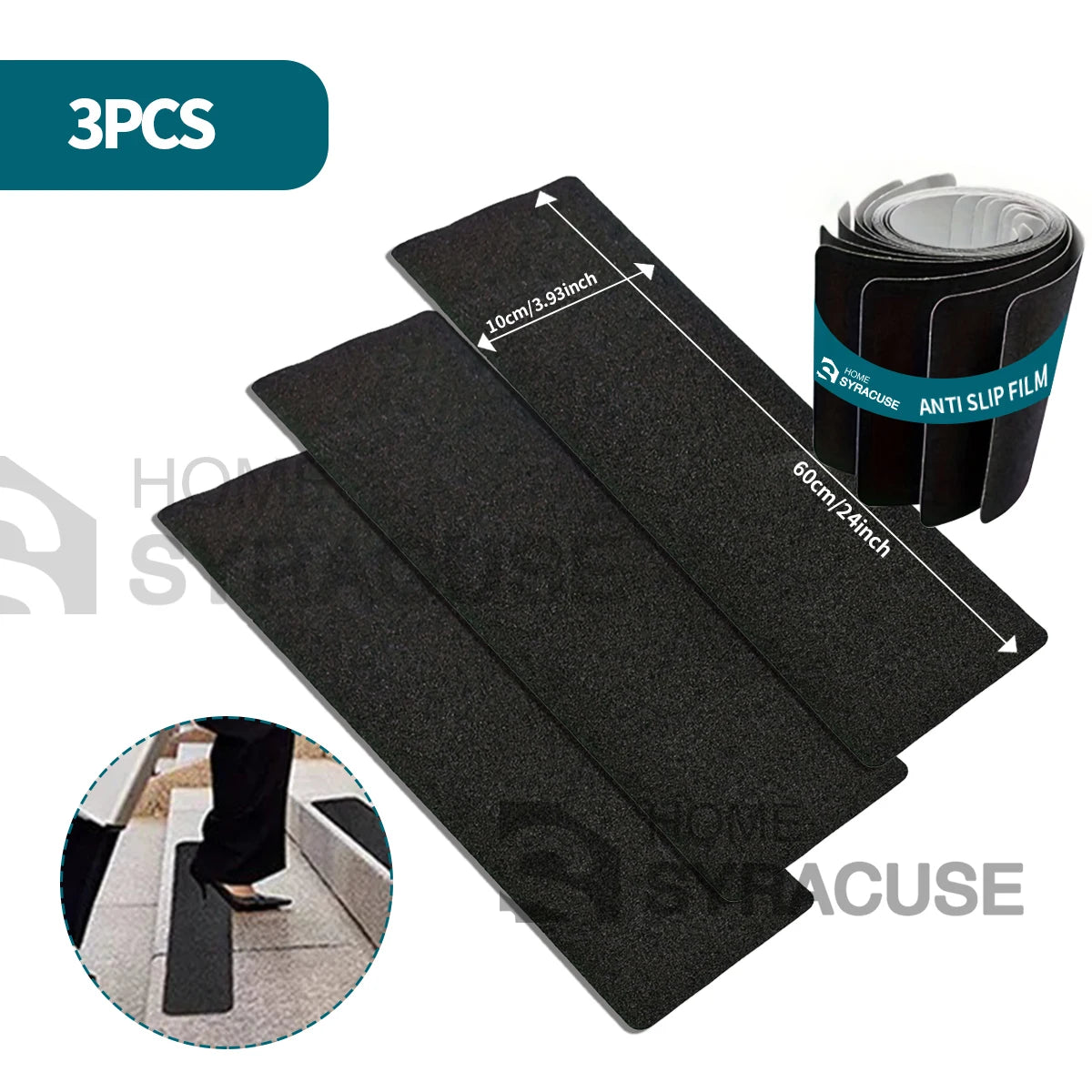Heavy Duty Anti Slip Tape for Stairs Grip Tape Use on Walkways Stairs Ramps and Decks Indoor/Outdoor Anti-Slip Stickers Qme 3pcs 15cmX60cm