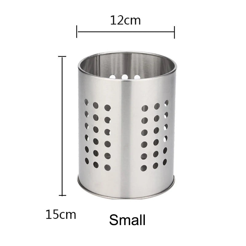 Stainless Steel Chopsticks Tube Tableware Bucket High-Capacity Kitchen Utensils Storage Round Hole Hollowed Out Drain Tube Qme s2