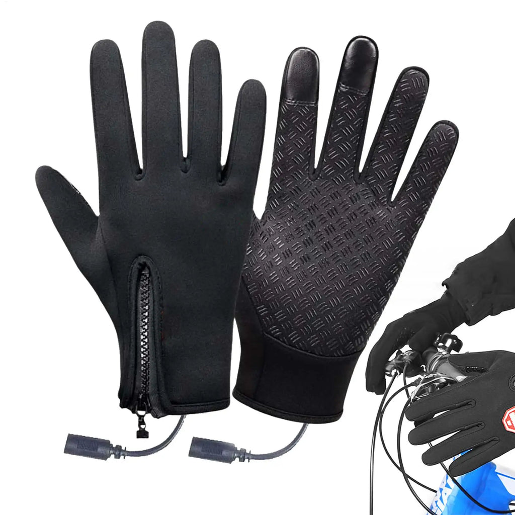 1pairHeated Cycling Gloves Hand Warmer Rechargeable Heated Mittens Gloves Windproof Warm Heated Gloves Heating Gloves For Riding Qme
