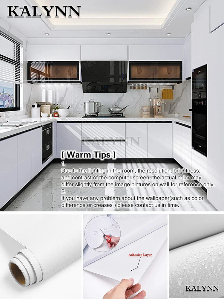 Solid Black Removable Waterproof Wallpaper Matte Contact Paper Wall Qme Matte White 40cmx100cm