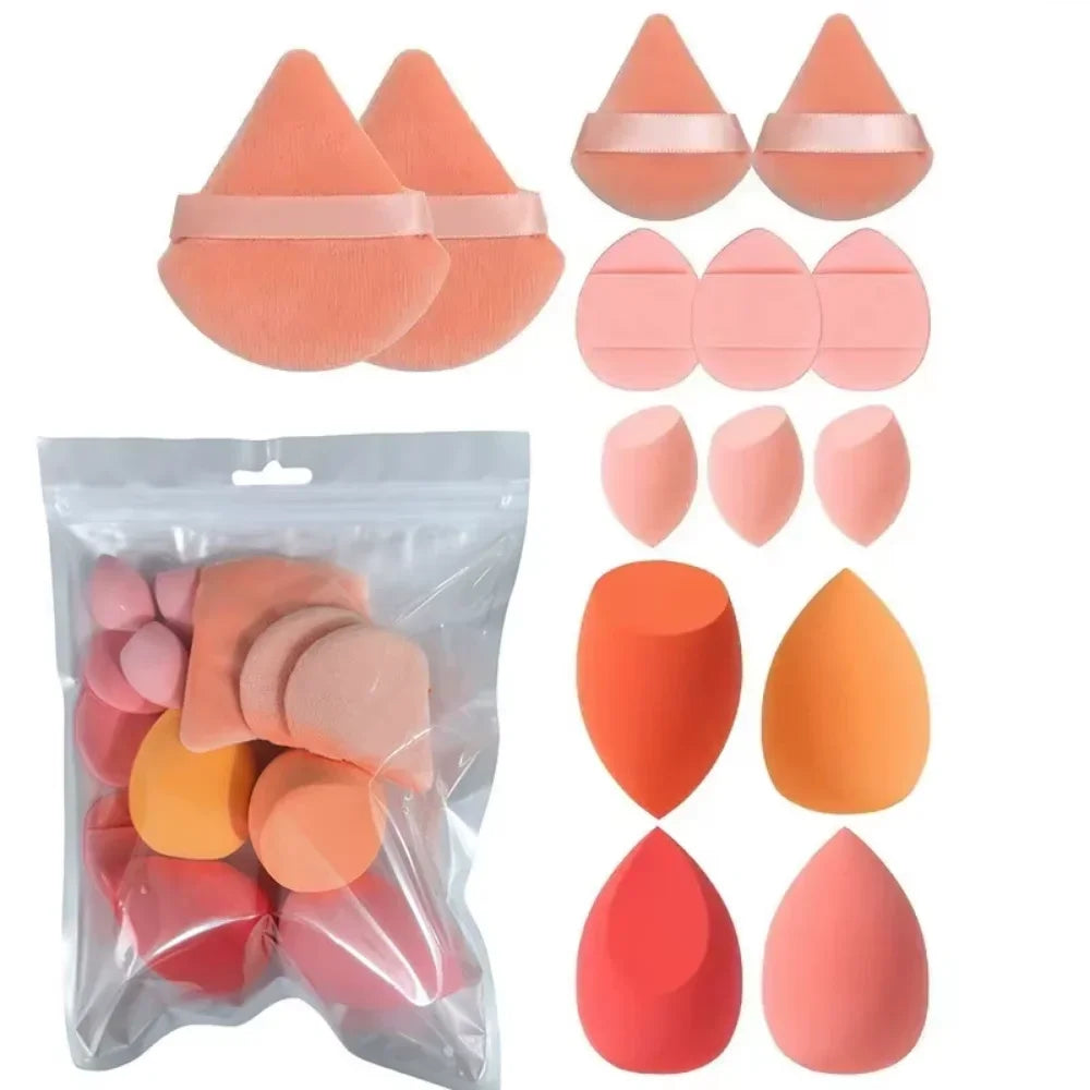 Makeup Sponge Velvet Cosmetic Blenders Finger Puff Foundation Puffs Qme 14Pcs Orange