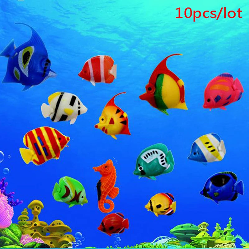 .10Pcs Aquarium Fish Tank Artificial Fake Floating Fish Pet Decor Ornaments. Qme