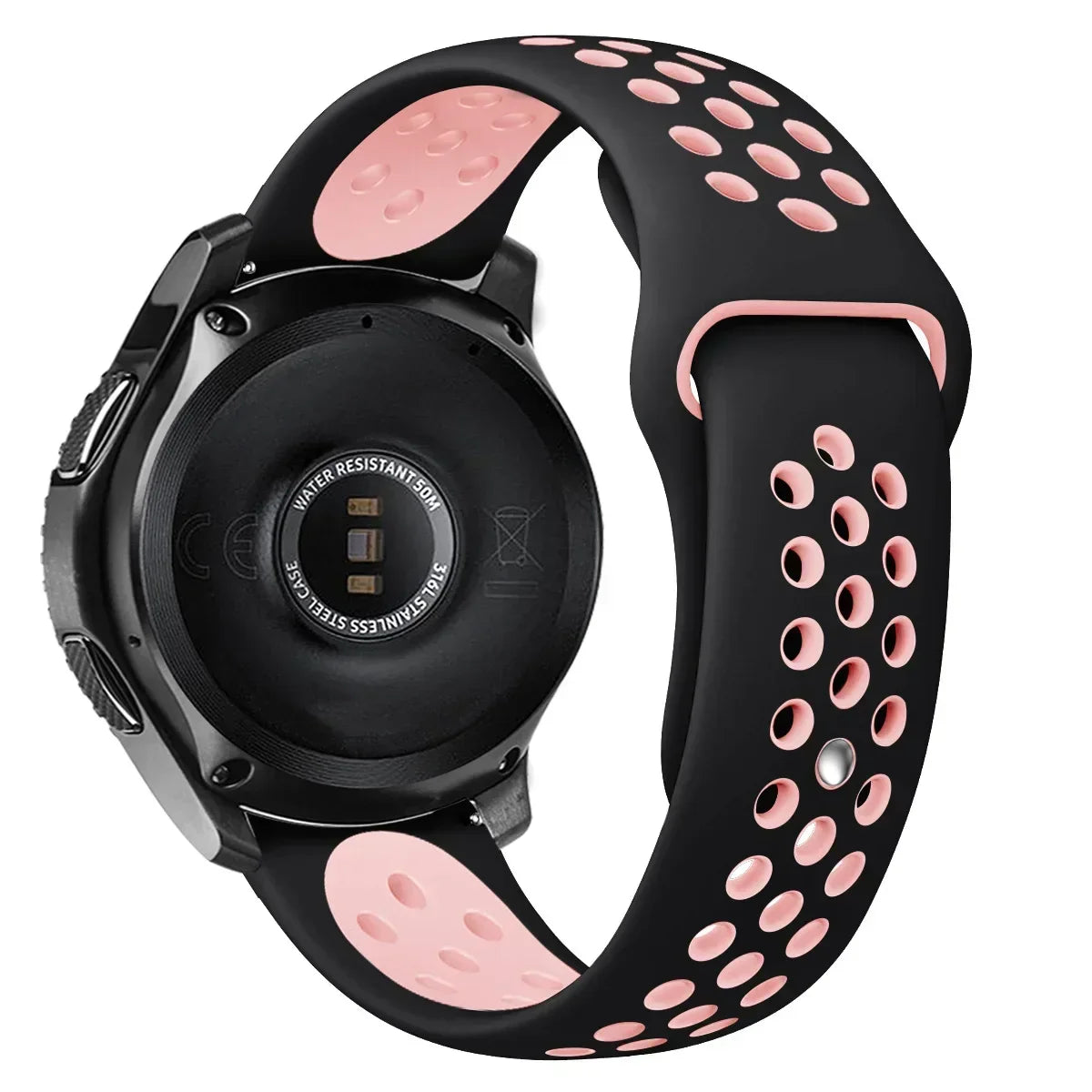 20mm 22mm Watch Strap for Samsung Galaxy Watch 6 5 4 3 Classic 47mm 43mm Pro 45mm 40mm 44mm Silicon Bracelet Huawei GT/3/2 Band Qme Black Pink 20MM Watch Band