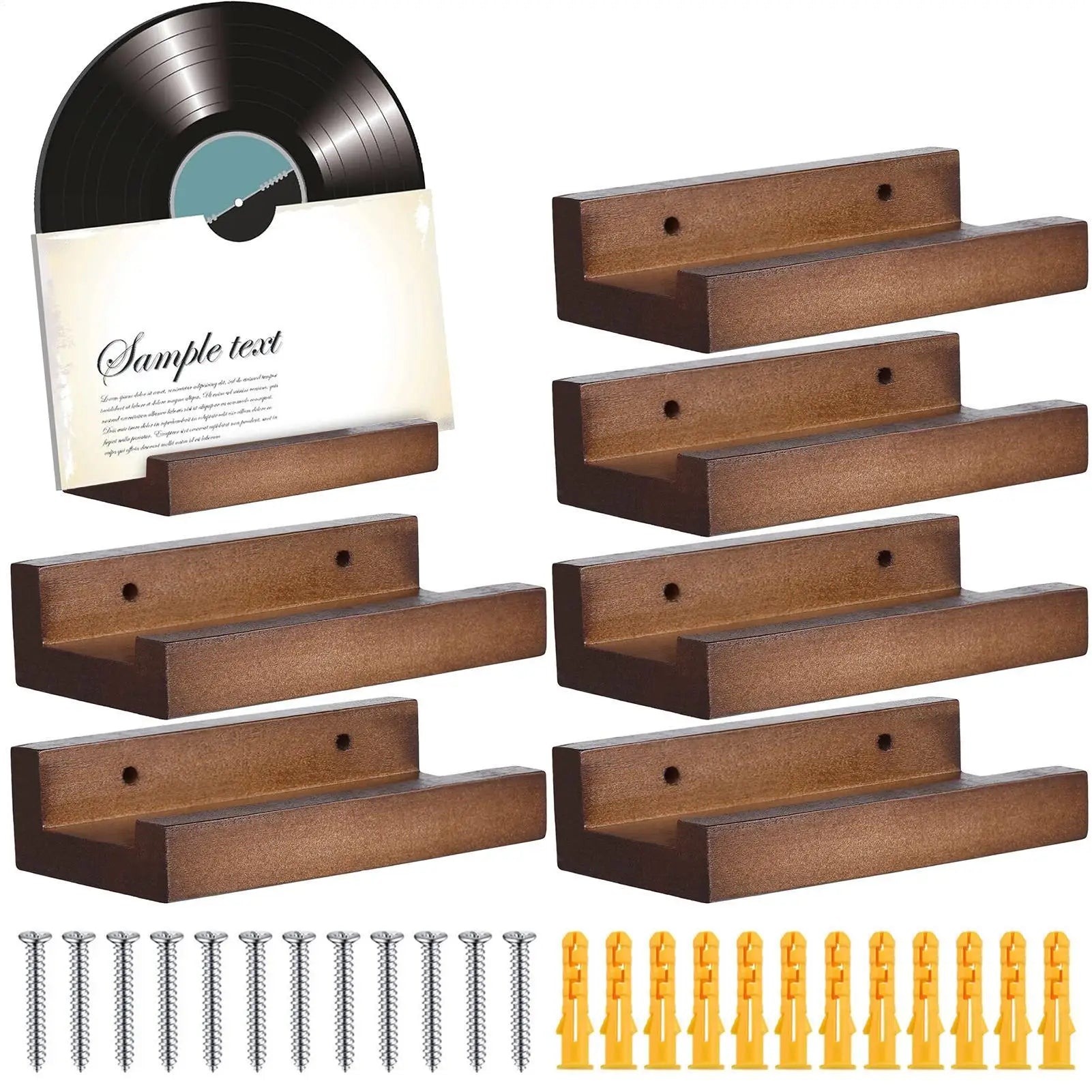 Record Shelf Wall Mount 6PCS Record Holder Stand Rustic Wood Record Storage Holder Rack For Albums Fashionable Record Organizer Qme