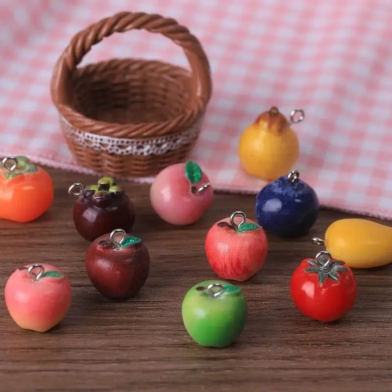 Cute 3D Simulated Resin Fruits Charms 2Pcs for DIY Handmade Jewelry Craft Making Earring Bracelet Phone Hanger Qme
