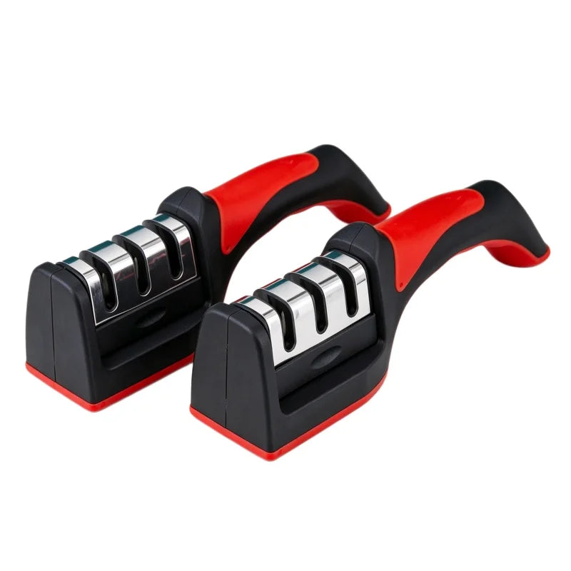 Kitchen 3/4-Segment Knife Sharpener Household Multi-Functional Hand-Held Three-Purpose Sharpening Stone for Home Kitchen Tools Qme red 3 holes 2pcs