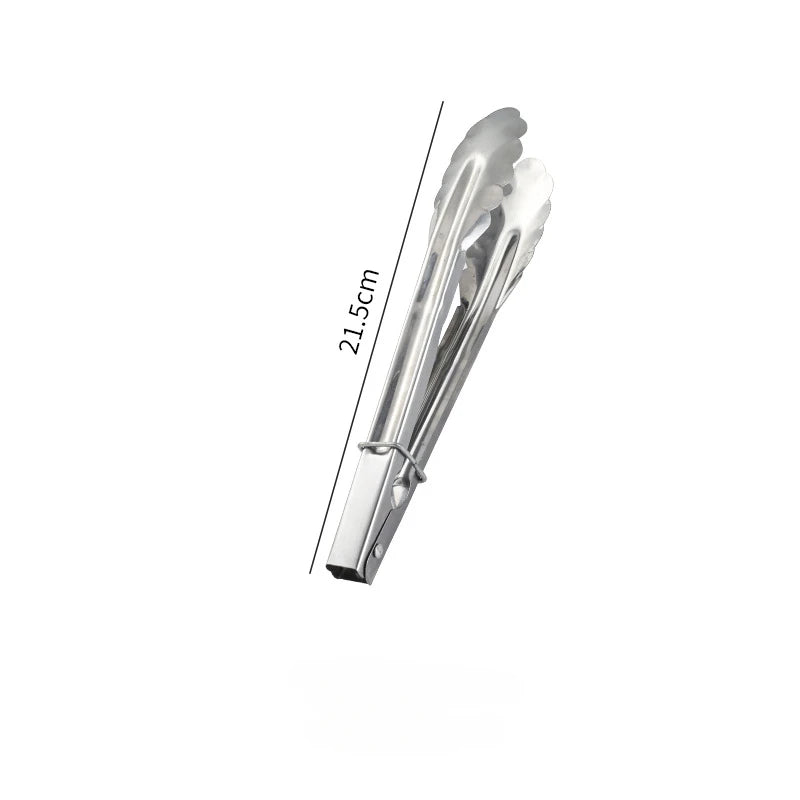 Stainless Steel Serving Food Tongs Practical Household Cookware for BBQ Grill Buffet Bread Salad and Kitchen Cooking Qme 9-inch