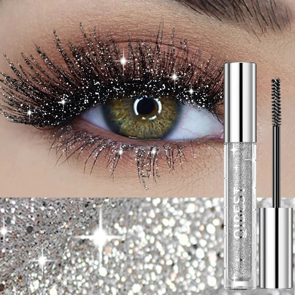 1 PC Diamond Mascara Shining Galaxy Sequins Sweat Proof Glitter Eyelashes Quick Dry Lasting Curling Thick Mascara Shimmer Makeup Qme