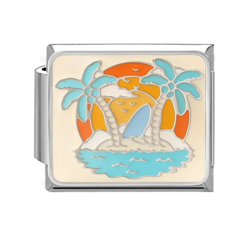 Y2K Colored Street View Flower Cute Cat Italian Charm Link Fit