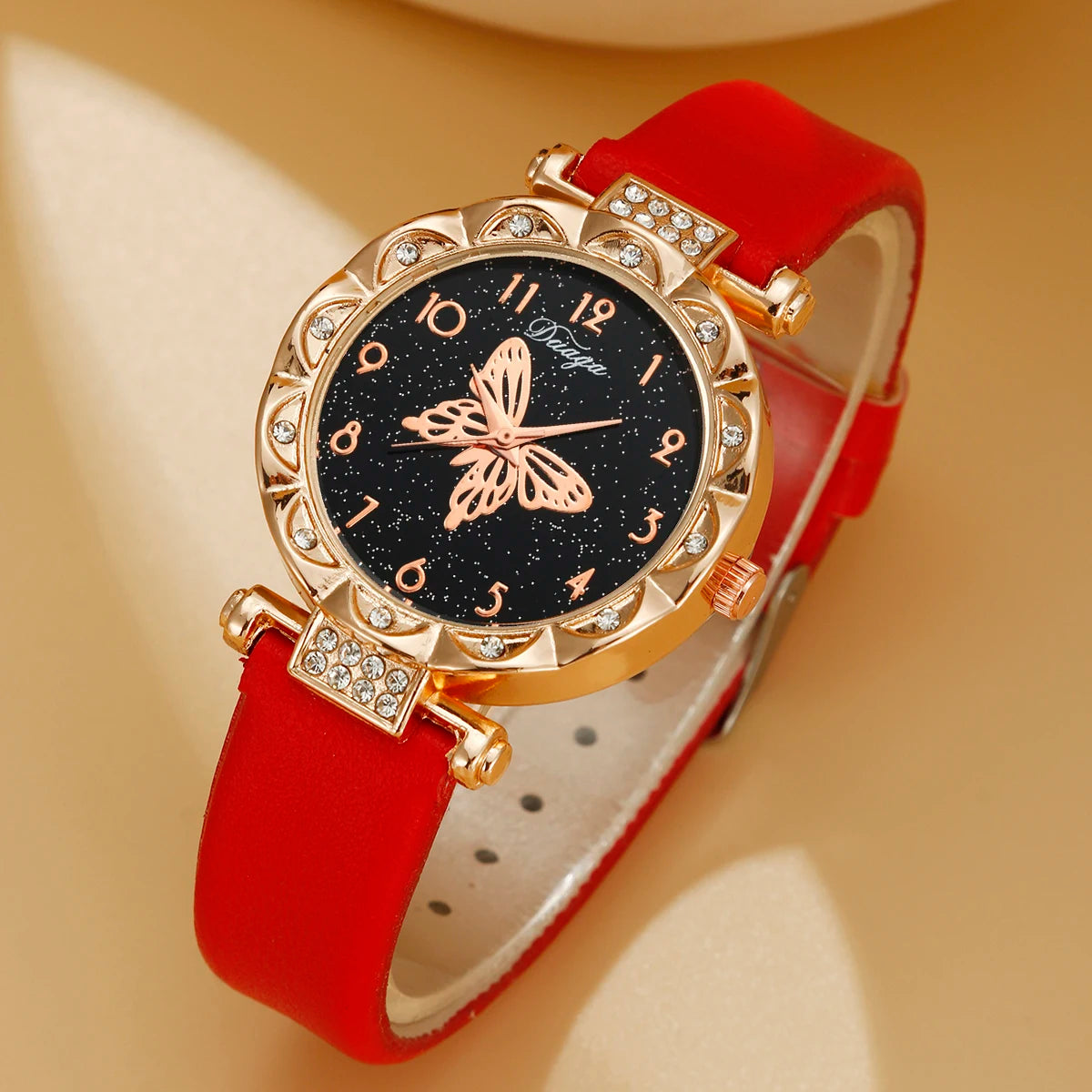 5pcs set women's fashionable and personalized minimalist classic butterfly digital belt watch quartz watch Qme