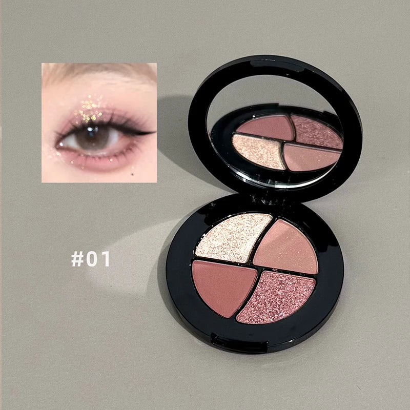 ART VALUE 4 Colors In 1 Eyeshadow Palette Glitter Pearlescent Matte Eye Shadow Shimmer Makeup Highlighter Contouring Eyeshadow Qme