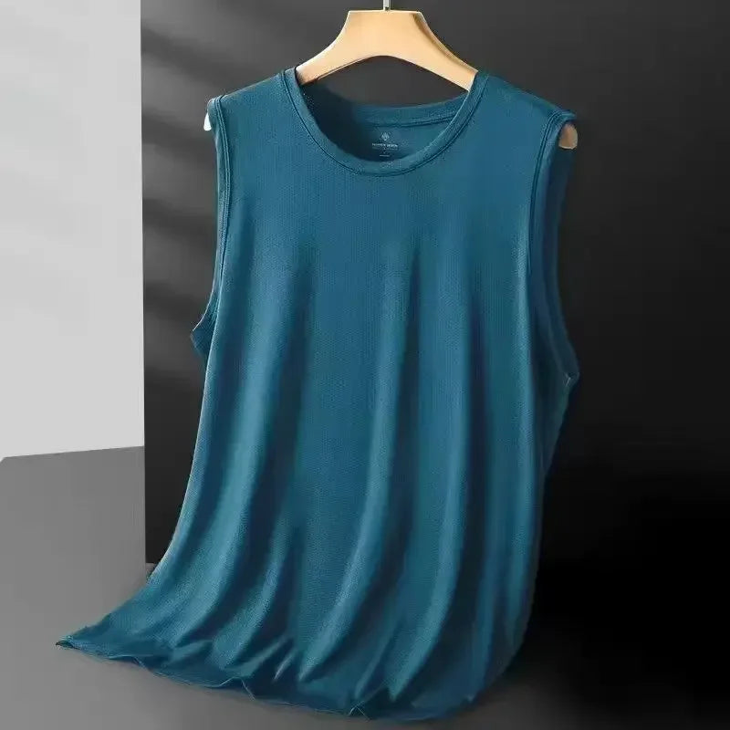 Men's Trendy Thin Breathable Quick Drying Sports Casual Wide Shoulder Sleeveless T-shirt Tank Top Casual Fashion Outerwear Qme WL 5XL